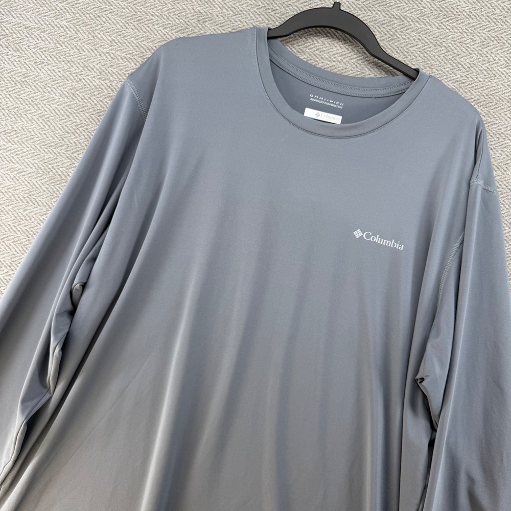 Columbia Shirt XL Gray Polyester Omni-Wick Long Sleeve Hiking Active Mens